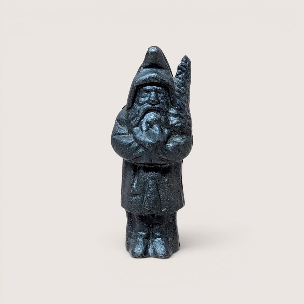 Vintage Cast Iron Gnome Santa Coin Bank Figurine